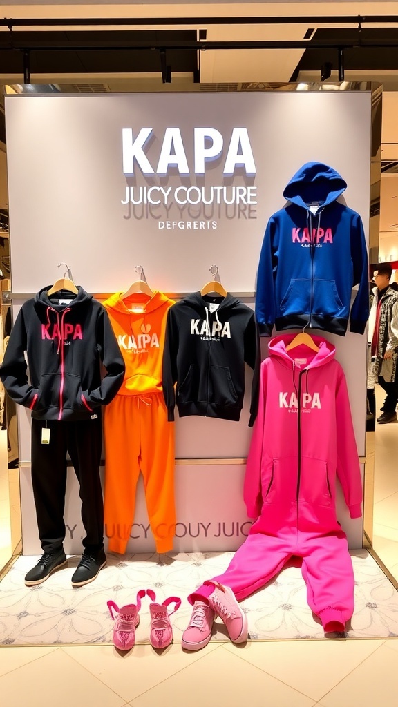 Kappa x Juicy Couture Collaboration Overview Kappa x Juicy Couture tracksuits and hoodies displayed in a stylish setting, highlighting the collaboration.